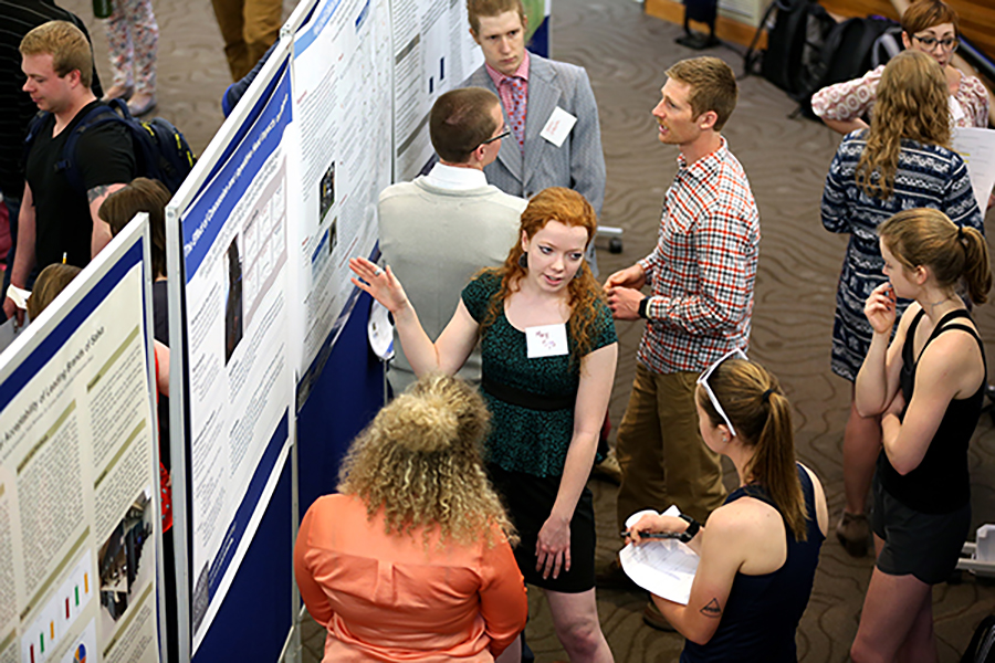 Students discuss their projects at the 2018 STEMM Expo.