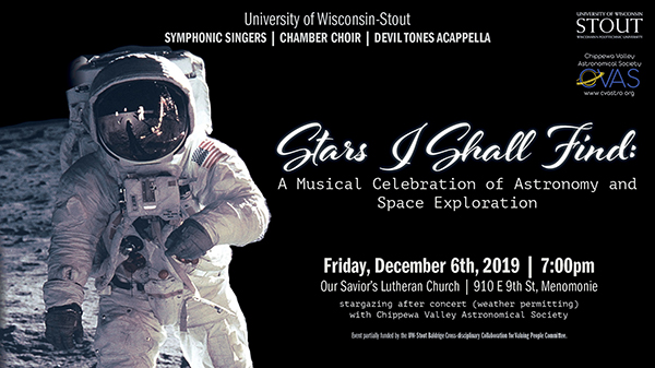 The poster for Stars I Shall Find, the UW-Stout Symphonic Singers winter concert.