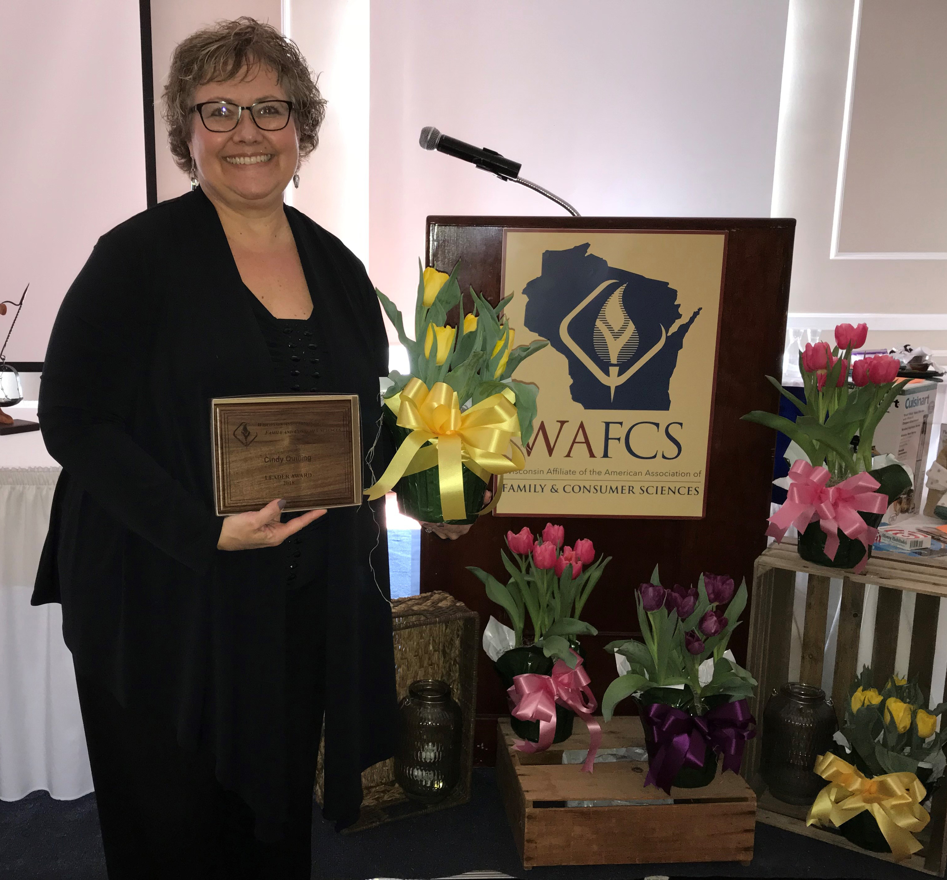 Cindy Quilling, UW-Stout student teacher supervisor in the areas of family and consumer sciences and health, received the 2018 Leader of the Year by the Wisconsin Association of Family and Consumer Sciences.