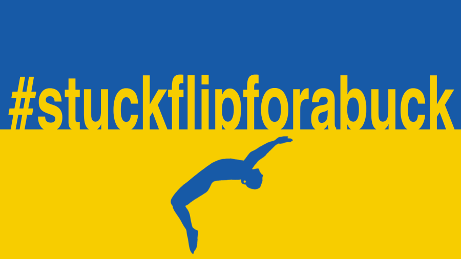 A graphic for #stuckflipforabuck was designed by UW-Stout sophomore Noah Albricht, a photographer and graphic designer for Blue Devil Athletics.