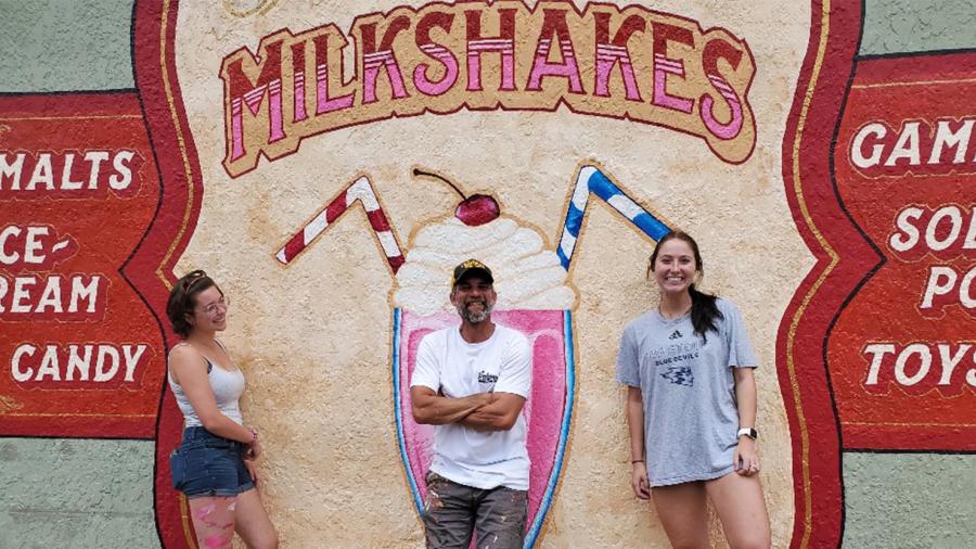 C&J's Candy Store milkshake mural