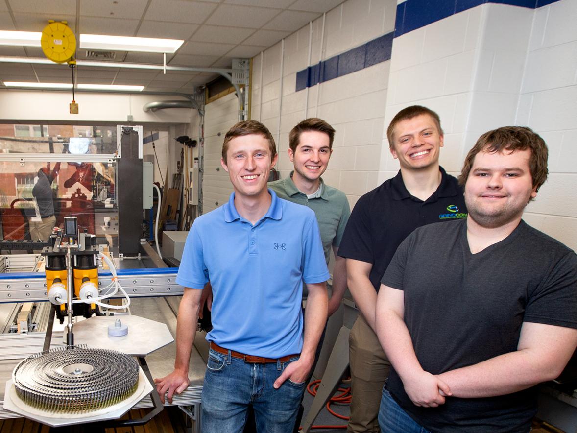 Left to right, engineering students Jordan Roessler, Reid Zaborowski, Zach Dahl and Alex Kowalczyk.