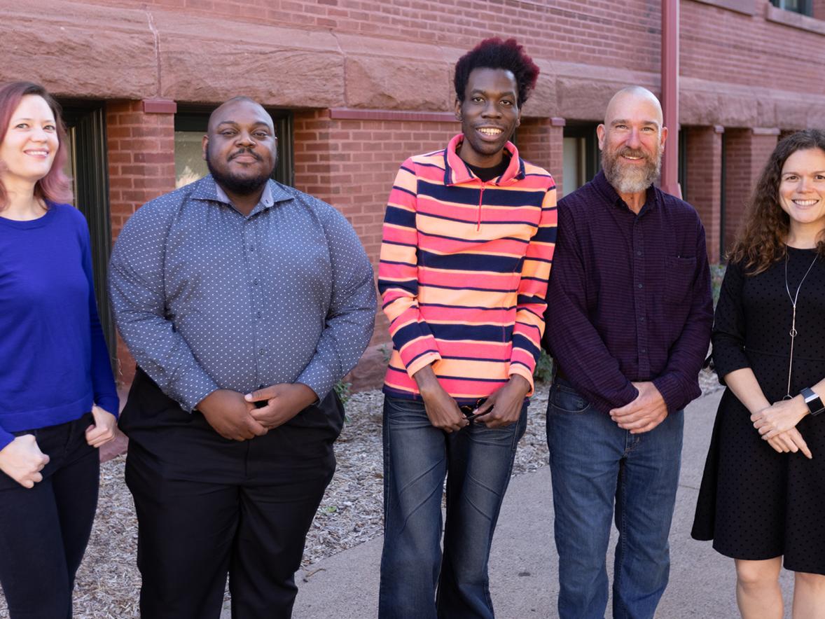 The Equity, Diversity and Inclusion Office at UW-Stout includes, from left, Rickie-Ann Legleitner, Fred Brown, Anri Bien-Aime, Jim Handley and Dominique Vargas.
