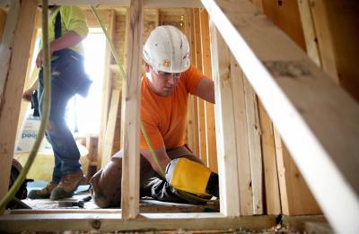 Stout's Student Construction Association building homes for Habitat for Humanity.