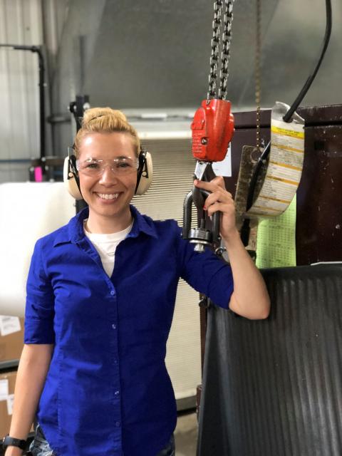Photo of Ashley at the Rockwell Automation Ladysmith, WI facility.
